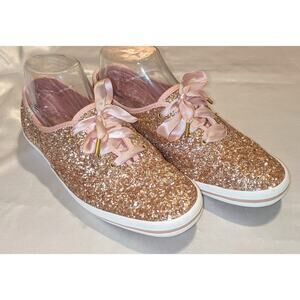 Keds x Kate Spade New York Womens Champion Glitter Sneakers in Rose Gold Sz 6.5